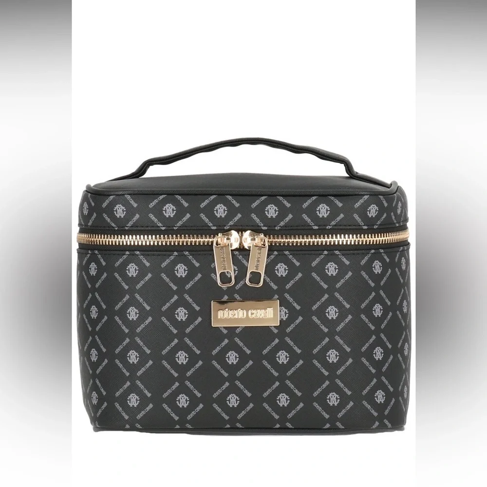 NEW Roberto Cavalli Monogram Cosmetic Toiletry Bag Train Case